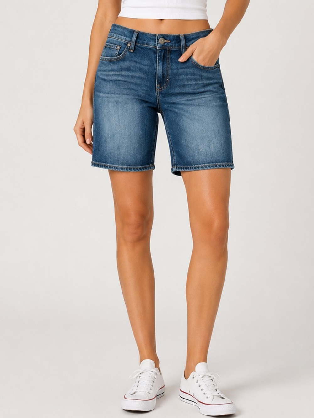 Lucky Brand The Bermuda Jean Shorts Women’s 6/26 Medium Wash Denim Classic Denim